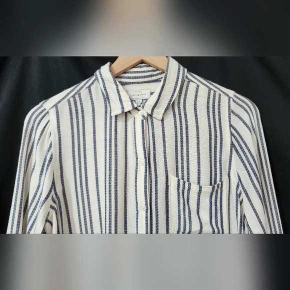 Lucky Brand Womens Button Front Size S Black Striped Classic Layering‎ - Picture 4 of 8